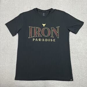 Under Armour Shirt Mens XL Gray Project Rock Iron Paradise Bull Graphic Gym Logo